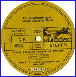 BACH 6 Suites For Unaccompanied Cello ENRICO MAINARDI Eurodisc 3LP GOLD LABEL NM