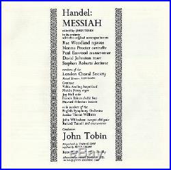 BOX SET 4 LPs Handel's Messiah The John Tobin Performing Edition Quadrophonic