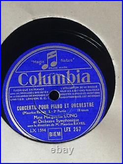 MARGUERITE LONG RAVEL PIANO CONCERTO 3x 78 RPM COLUMBIA LFX 257 258 259 ALBUM