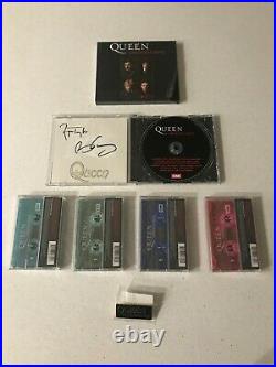 Queen Greatest Hits Signed Cd, Collectors Cassette Set & Badge Ltd Edition