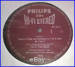 ROSTROPOVICH RICHTER Beethoven 2LP Philips HI-FI Stereo 835 182/3 AY Holland ED1