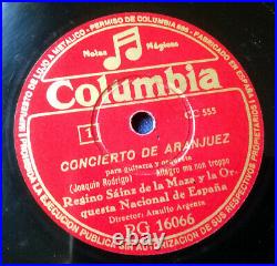 Rodrigo Concierto de Aranjuez Sainz de la Maza Argenta Columbia 3x12'' 78 rpm