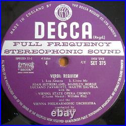 SET 374-5 Verdi Requiem SIGNED by Solti Pavarotti Sutherland Horne Decca WB 3xLP